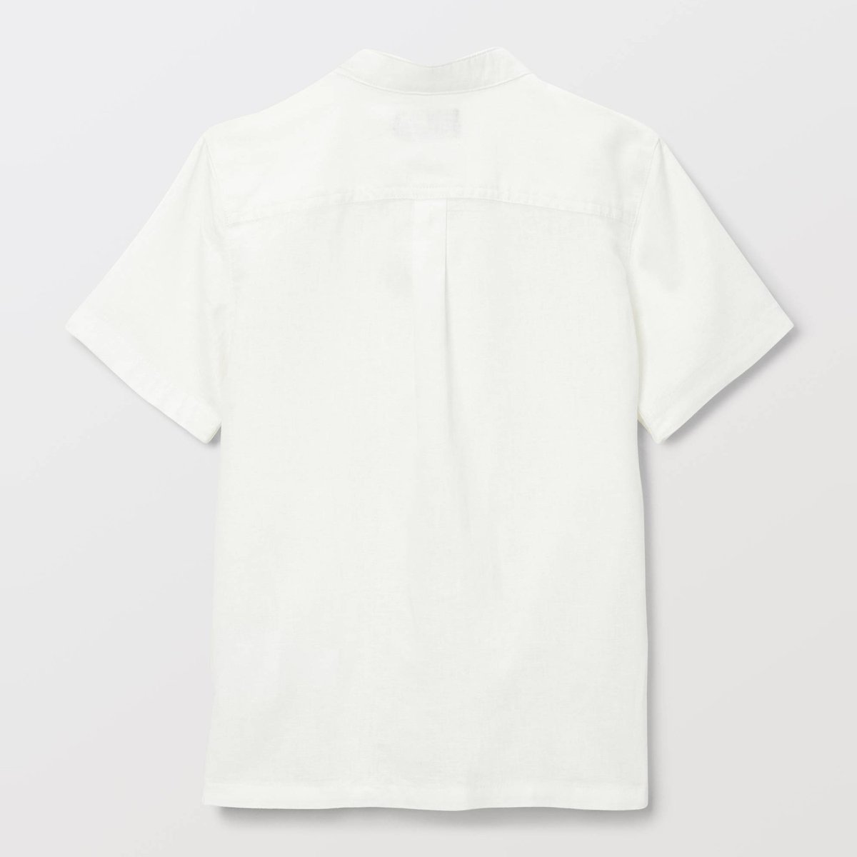 Chemise col mao manches courtes unie en coton et lin blanc, MONOPRIX