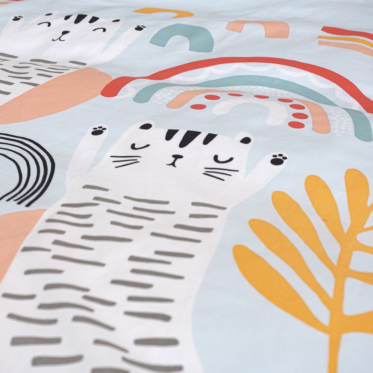 Parure de lit enfant coton, CATCHI bleu, C DESIGN HOME TEXTILE