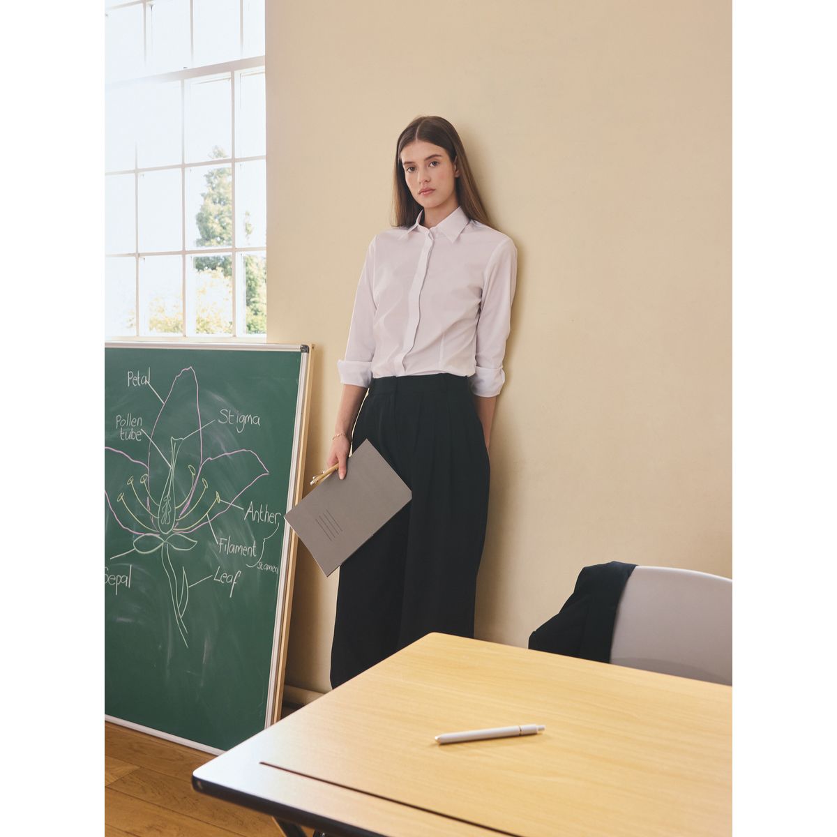 Chemise stretch ajustée à manches longues blanc, NEXT