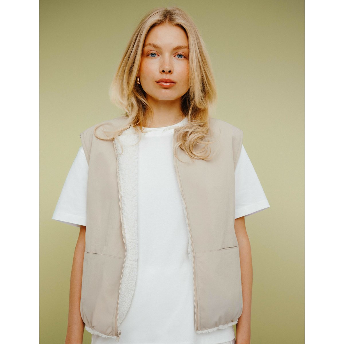 Gilet réversible sans manches sherpa brown, BZB