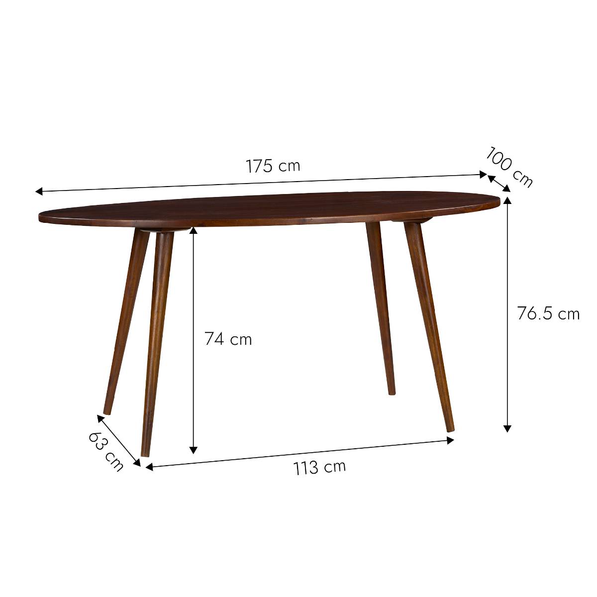 Table à manger en bois de manguier AYKO bois foncé, MADE IN MEUBLES 