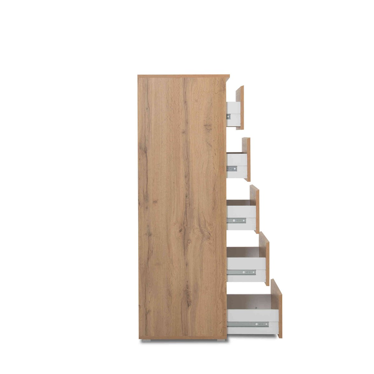 Commode étroite 5 tiroirs naturel, TERRE DE NUIT