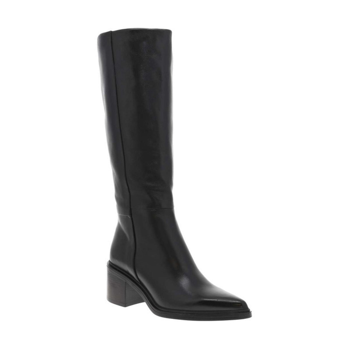 Bottes en cuir noires avec semelle à talon décroché moyen et à zip noires, MJUS