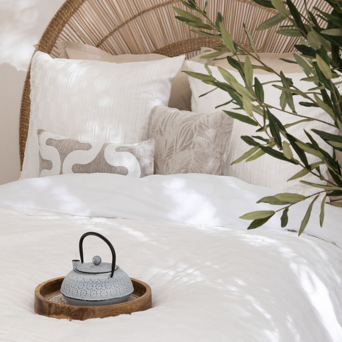 Parure de lit EDIE blanc, ATMOSPHERA