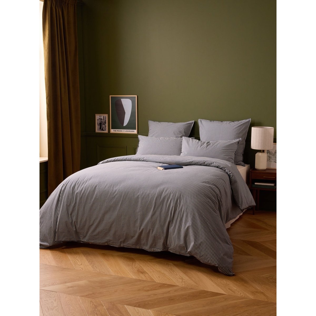 Housse de couette percale de coton "Vichy" vichy marine, CYRILLUS