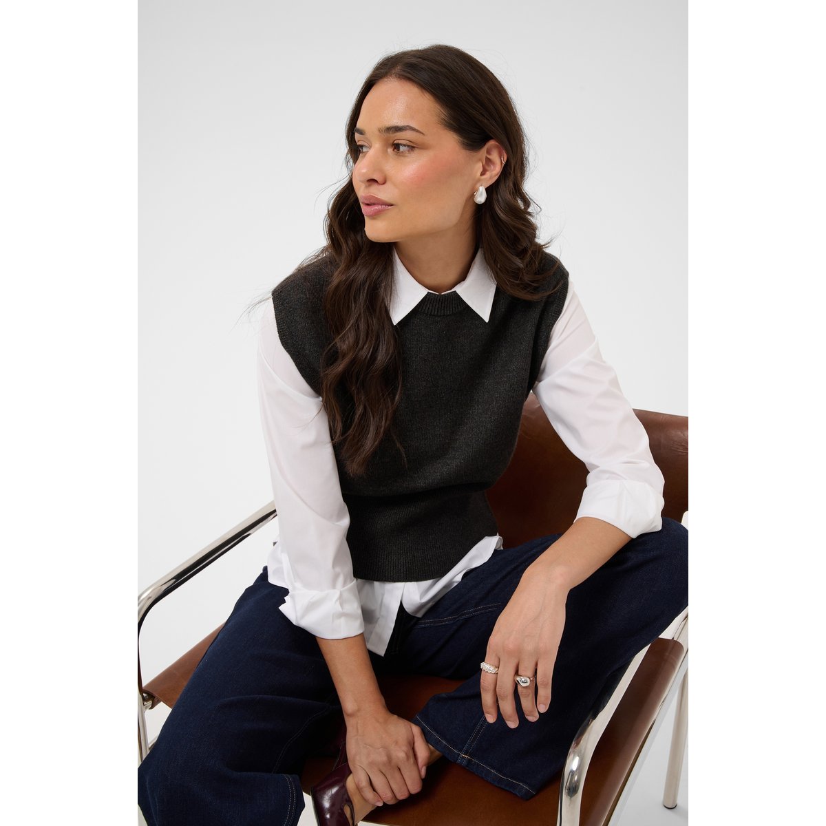 Manteau tricoté gris dark grey melange, KAFFE