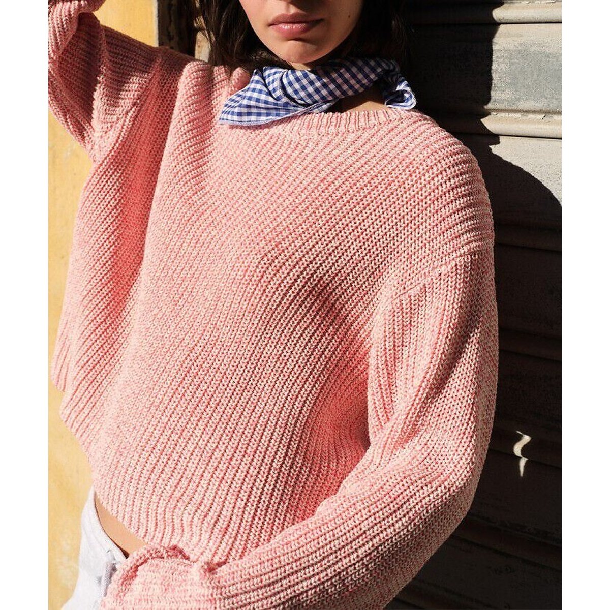 Pull court et ample, TWILY blanc/rose, AMERICAN VINTAGE