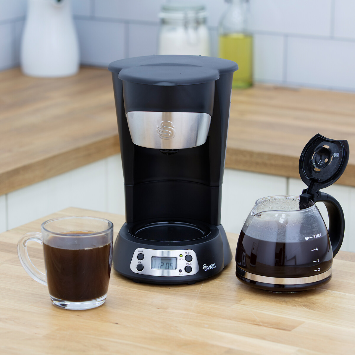 0.75L Programmable Filter Coffee Machine - SK13130 black, SWAN
