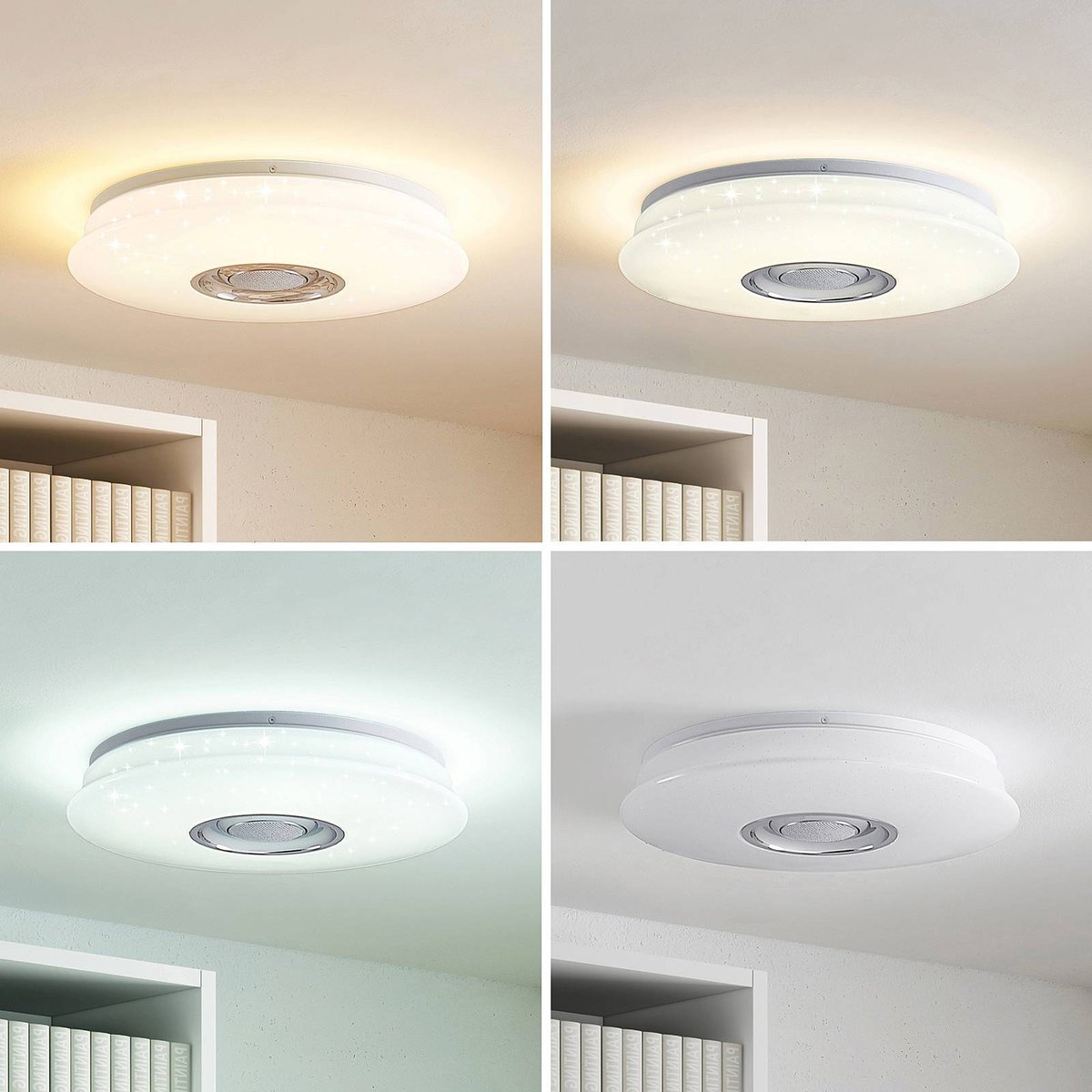 Plafonnier  moderneLED, Elpida blanc opale, LINDBY
