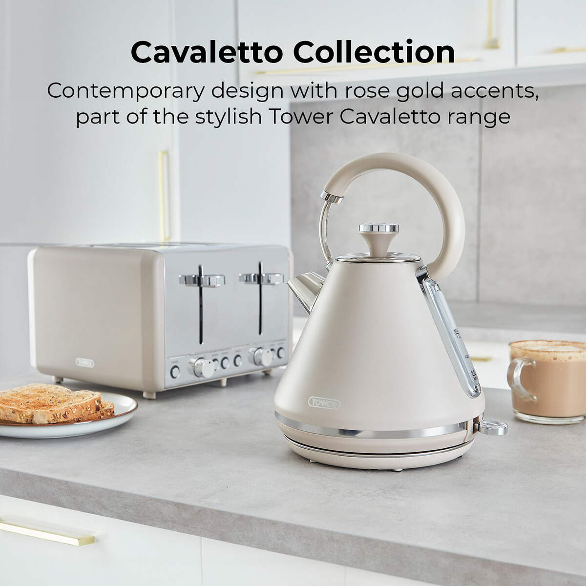 Cavaletto 1.7L Pyramid Kettle - T10044 café latte, TOWER