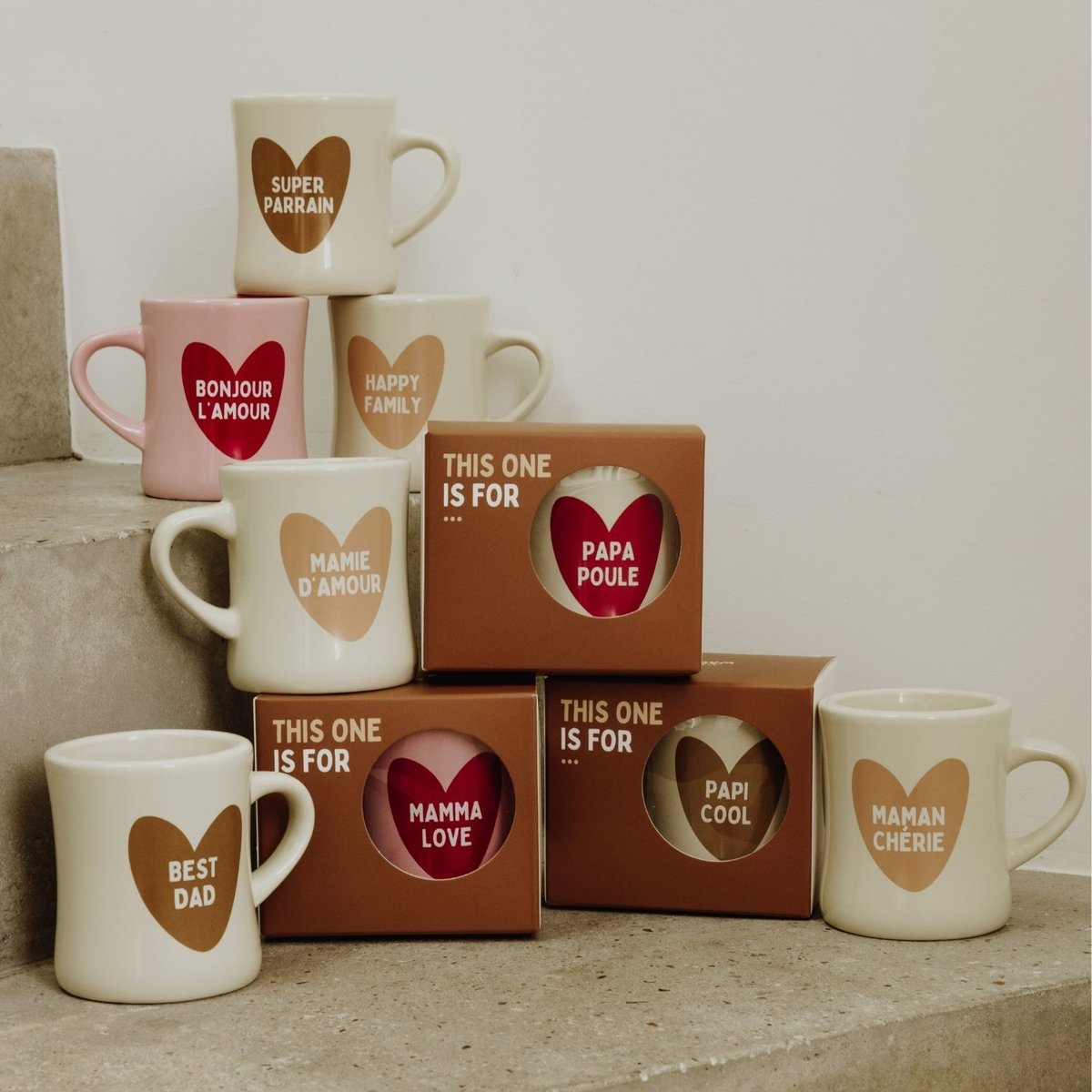 Mug Papa rouge, écru, ATELIER WAGRAM