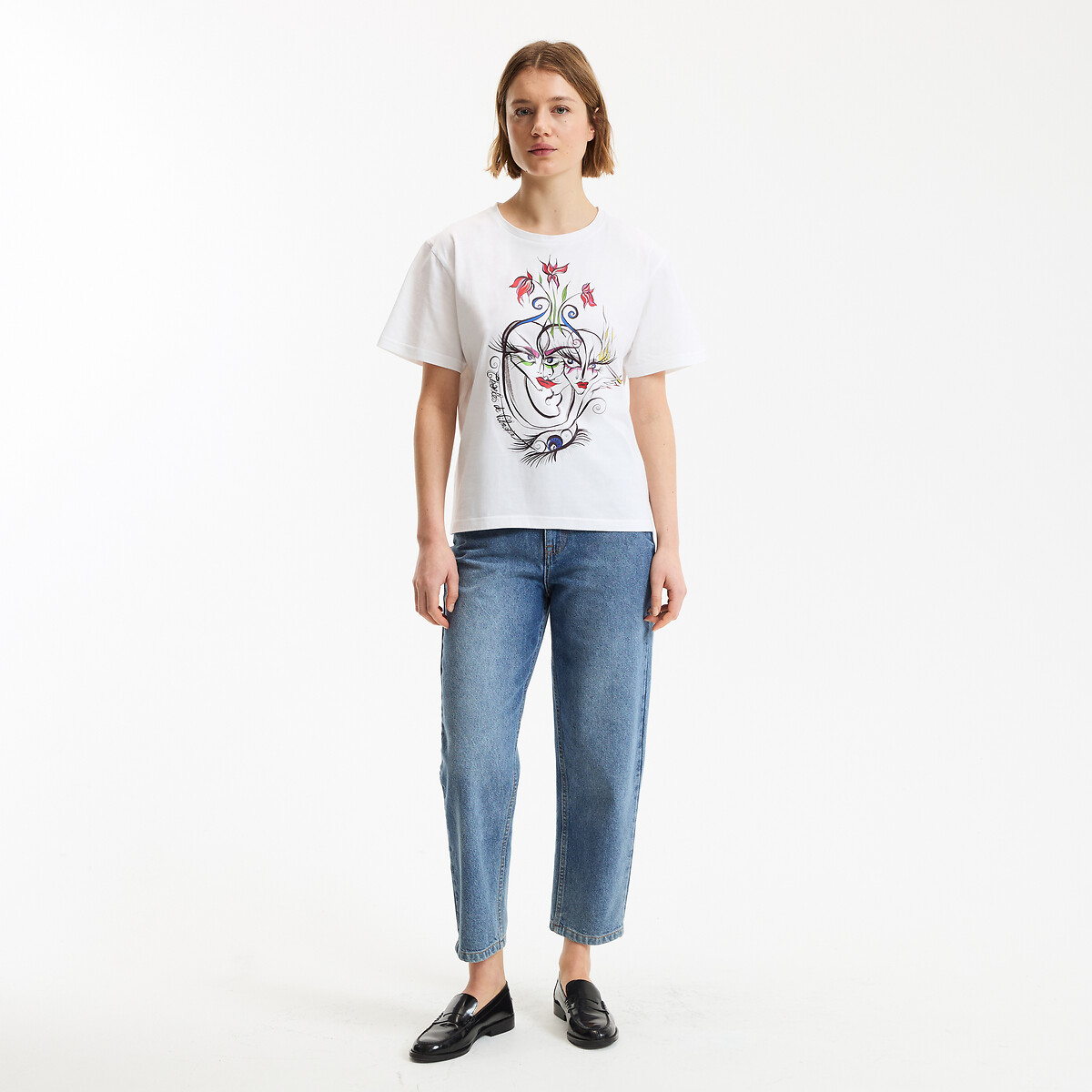 Graphic Print Crew Neck Short Sleeve T-Shirt white, CHARLES DE VILMORIN X LA REDOUTE