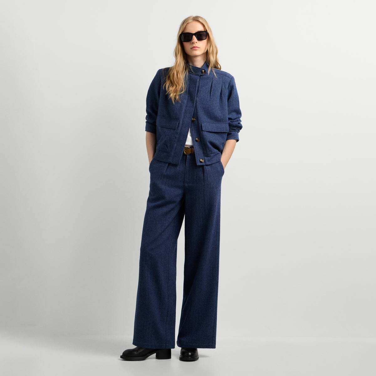 Veste À Chevrons À Col Montant bleu acier, PEPE JEANS