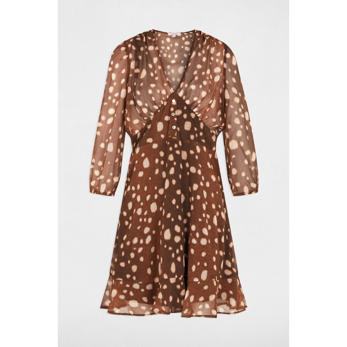 Robe courte col v multicolore, MORGAN