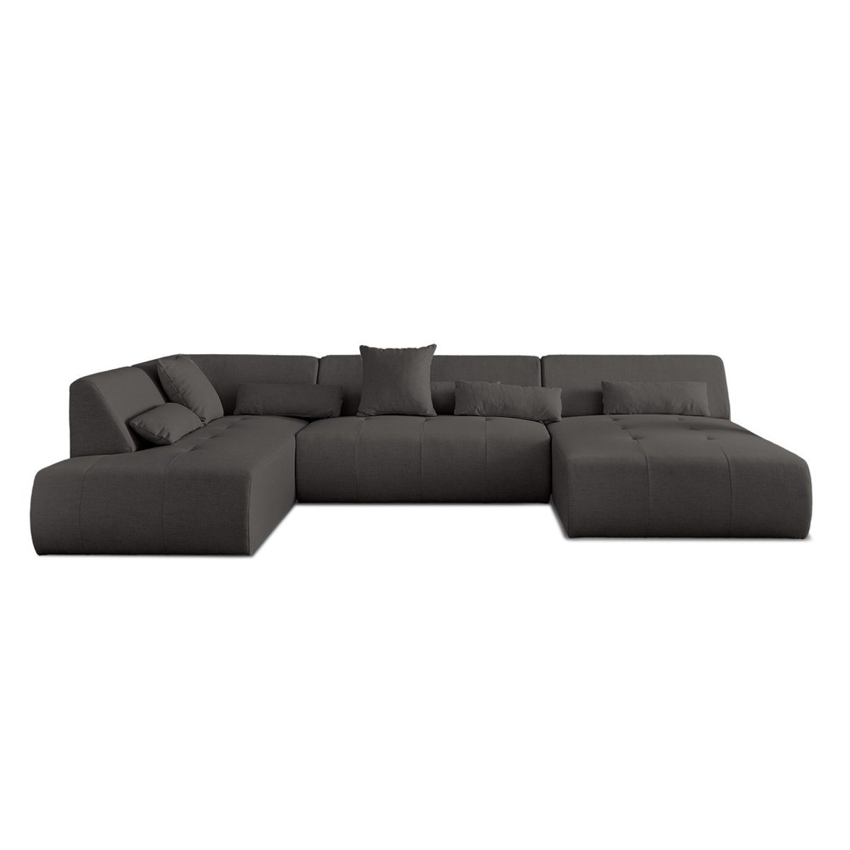 Canapé panoramique d'angle gauche 7 places, ONYX gris foncé, BEST MOBILIER