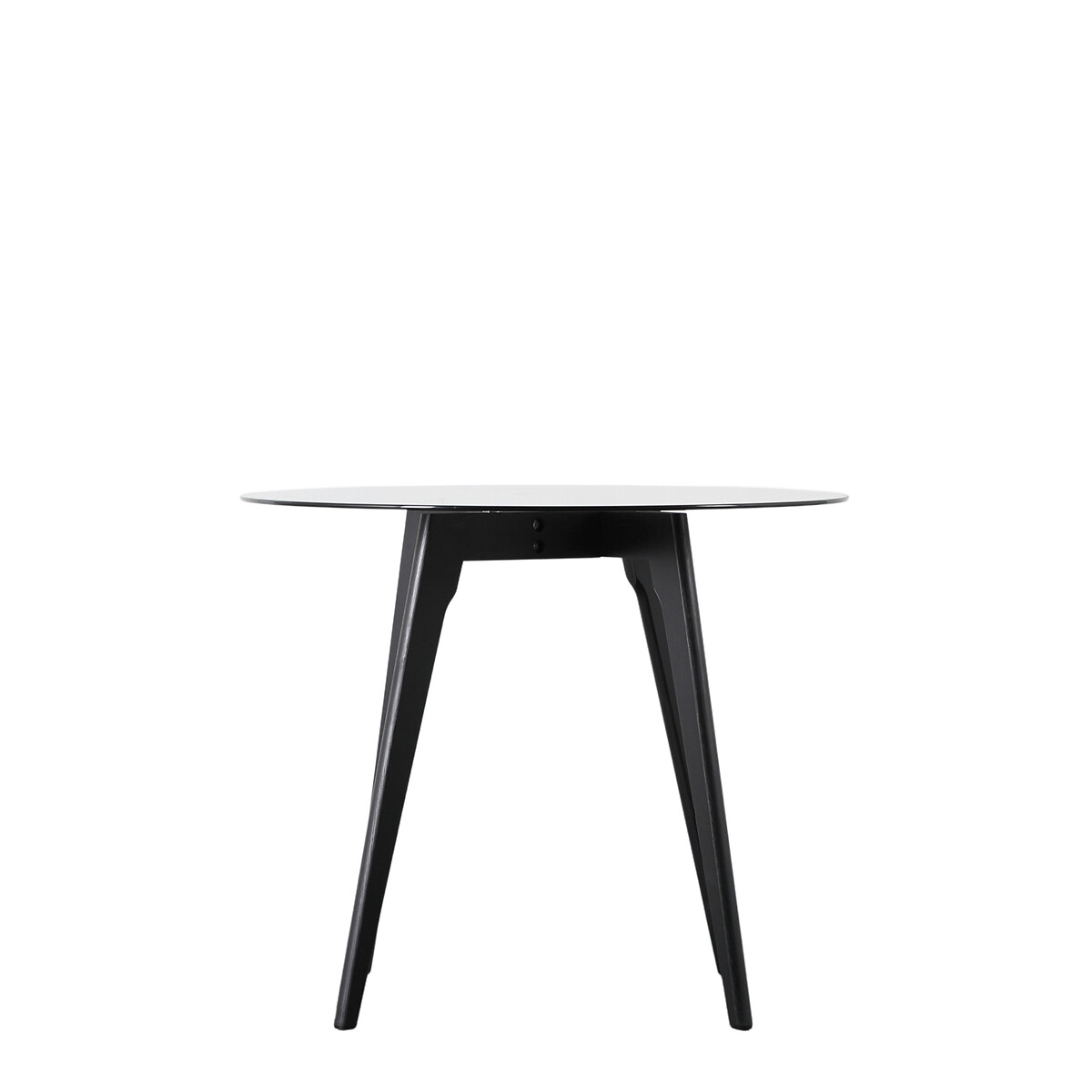Tinsukia Black Oak and Glass Round Dining Table 75cm (Seats 4) black, SO'HOME