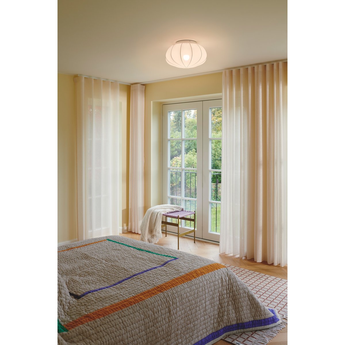 Plafonnier rond en textile et métal, AERON blanc, NORDLUX