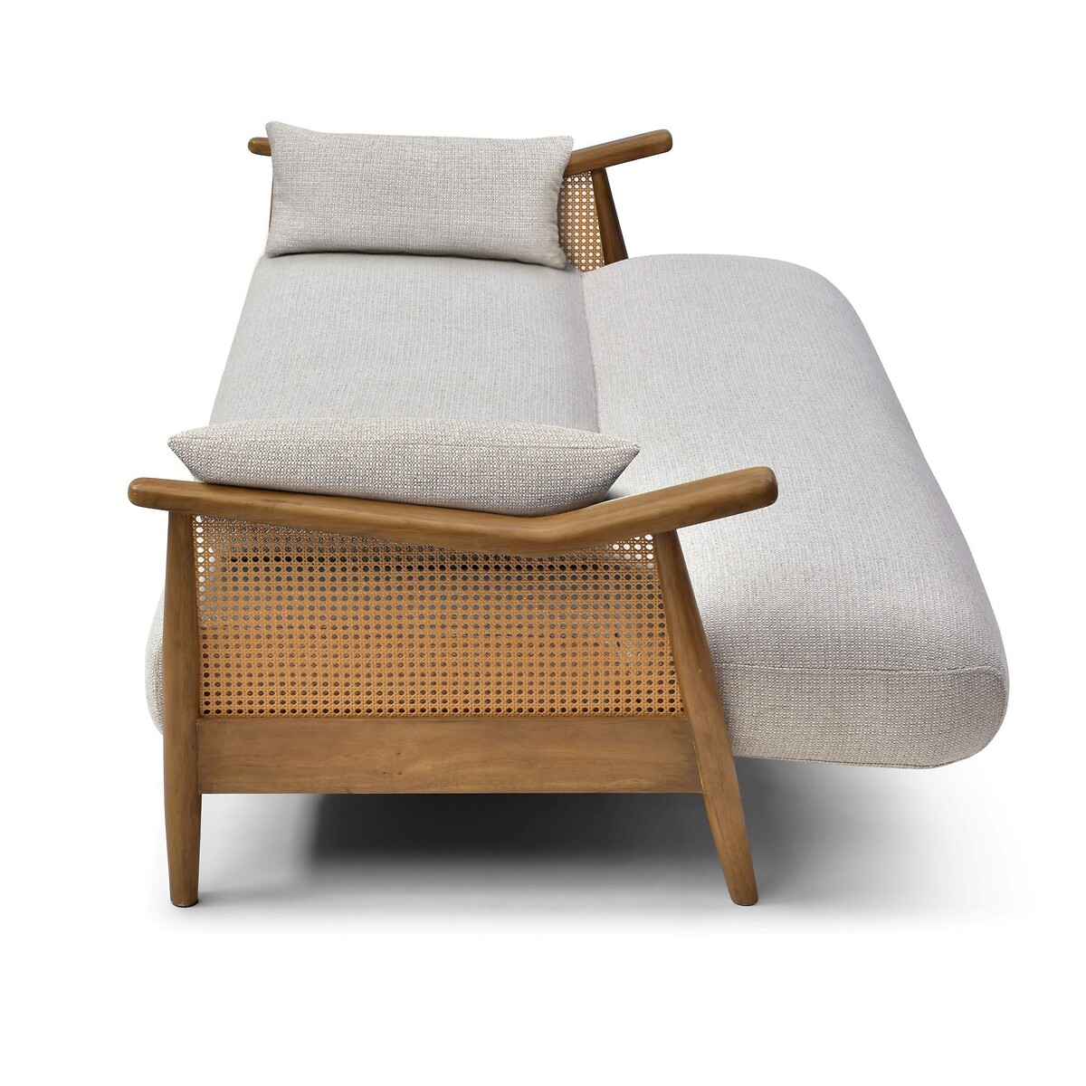 Ziva Chenille 3-Seater Sofabed with Rattan Arms natural, ÉDITÉ