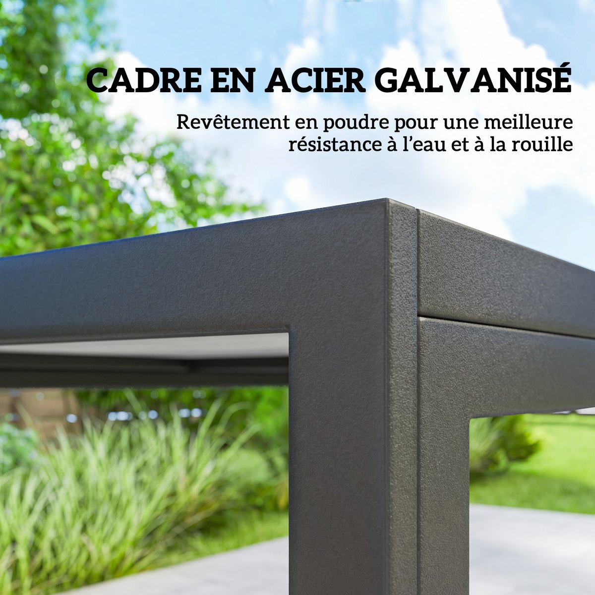 Ensemble de salon de jardin Acier Galvanisé noir, gris, OUTSUNNY
