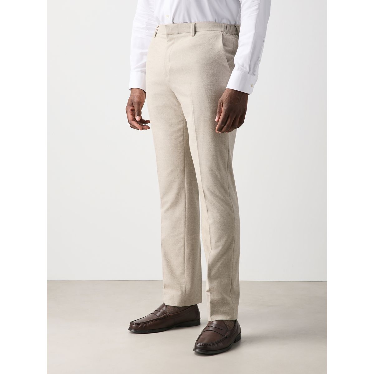 Pantalon de costume près du corps en flanelle écru, NEXT