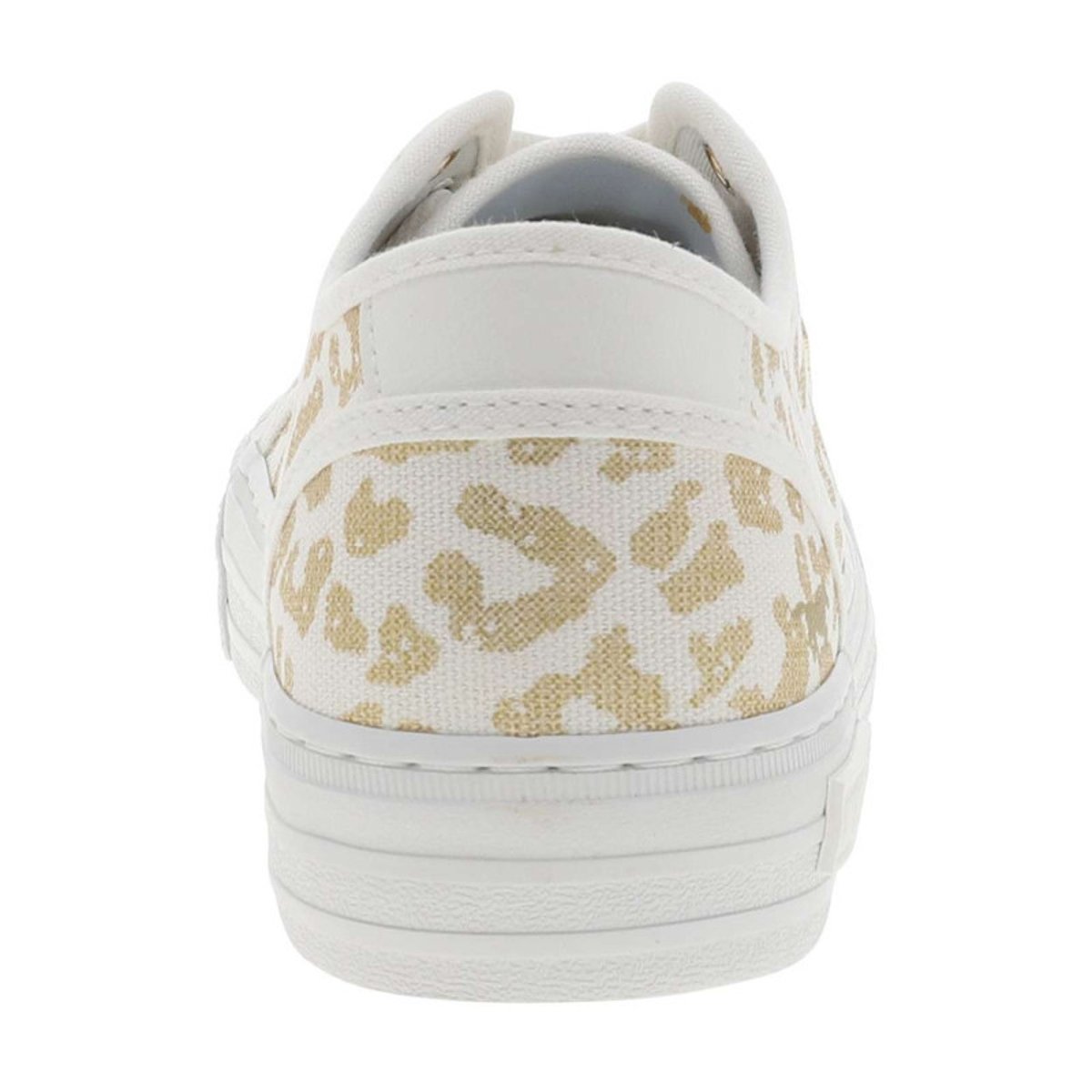 Tennis toile basse blanches avec un talon plat et des lacets blanc, MUSTANG