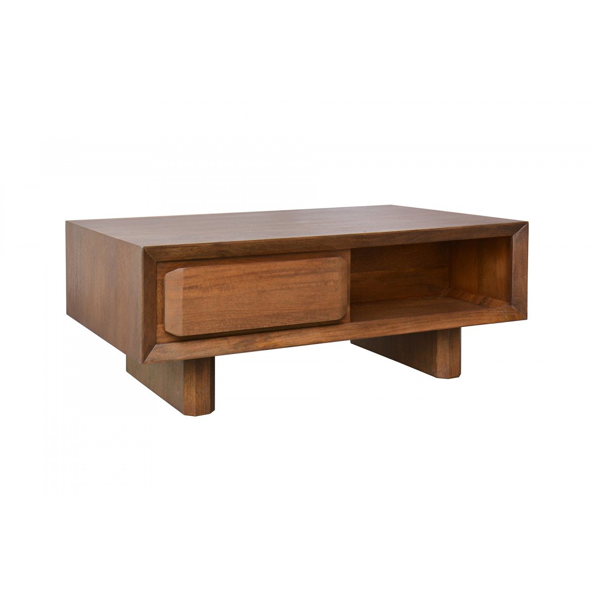 Table basse rectangle en bois massif, BELLECOUR marron foncé, BOBOCHIC