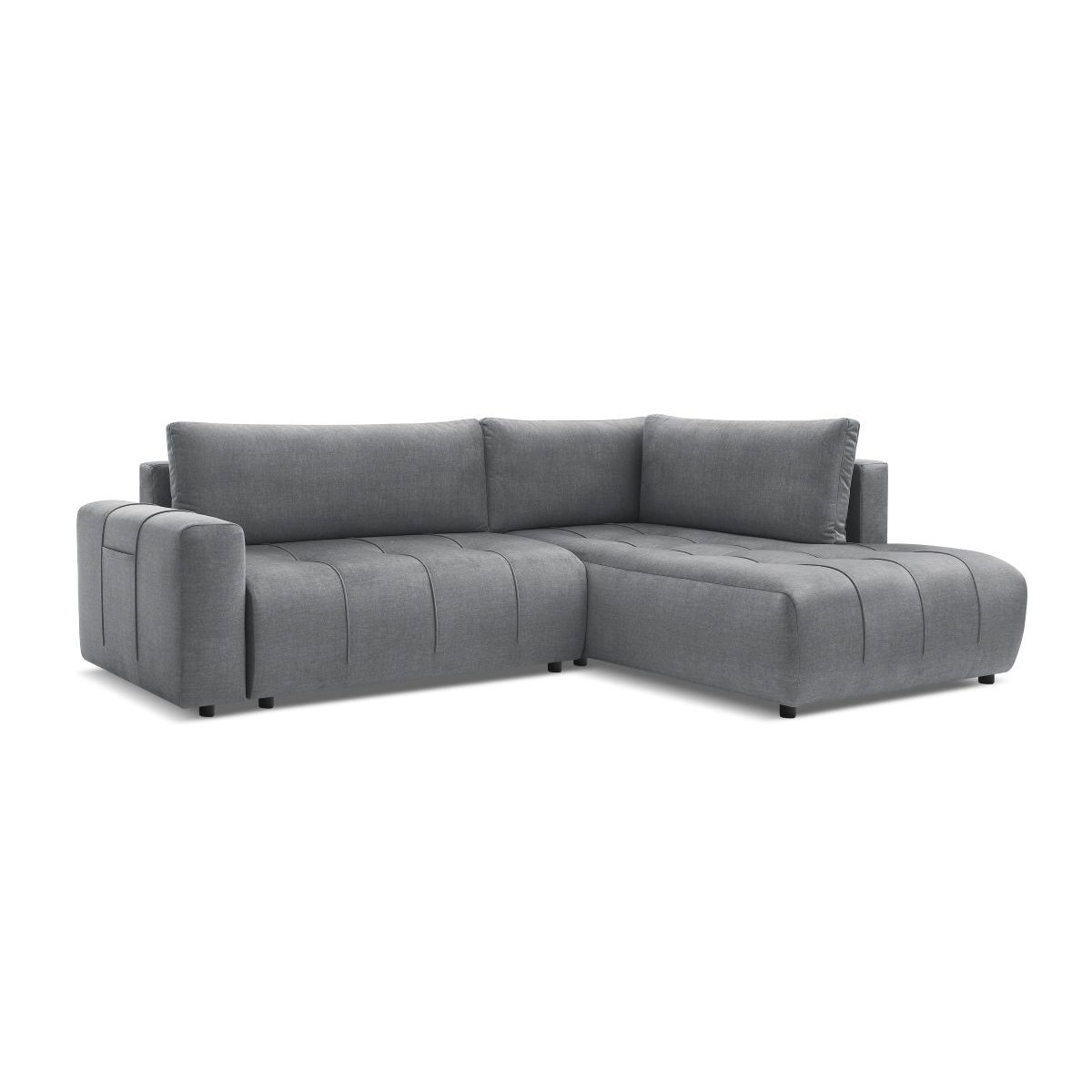 Canapé d'angle convertible 3 places en velours, ARSENE gris foncé, BOBOCHIC