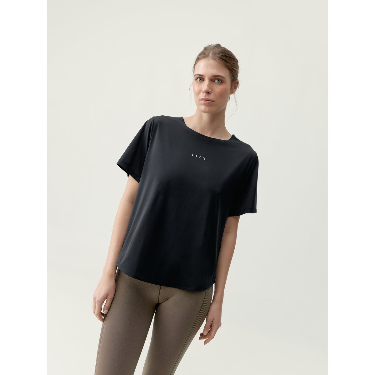 T-shirt de sport femme Bambu Manches courtes noir profond, BORN