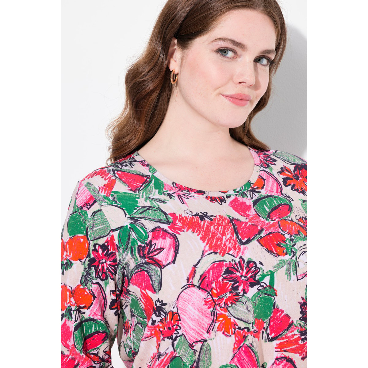 Long T-Shirt, Bande À L'Ourlet blanc perle, ULLA POPKEN