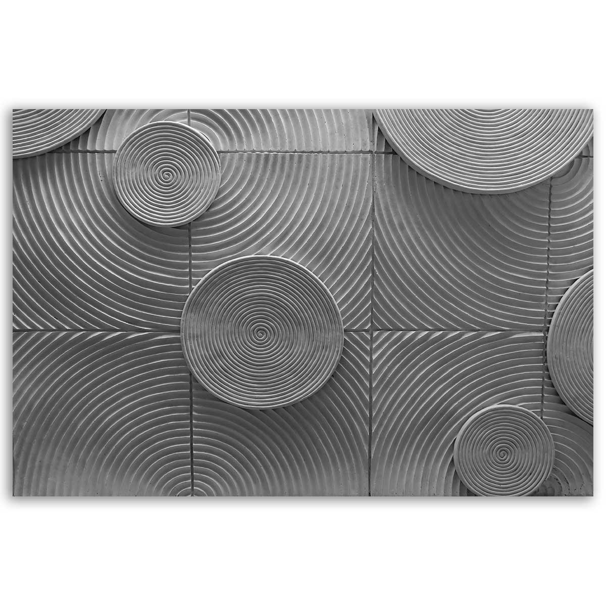 Tableau relief cercles gris toile imprimée, HEXOA