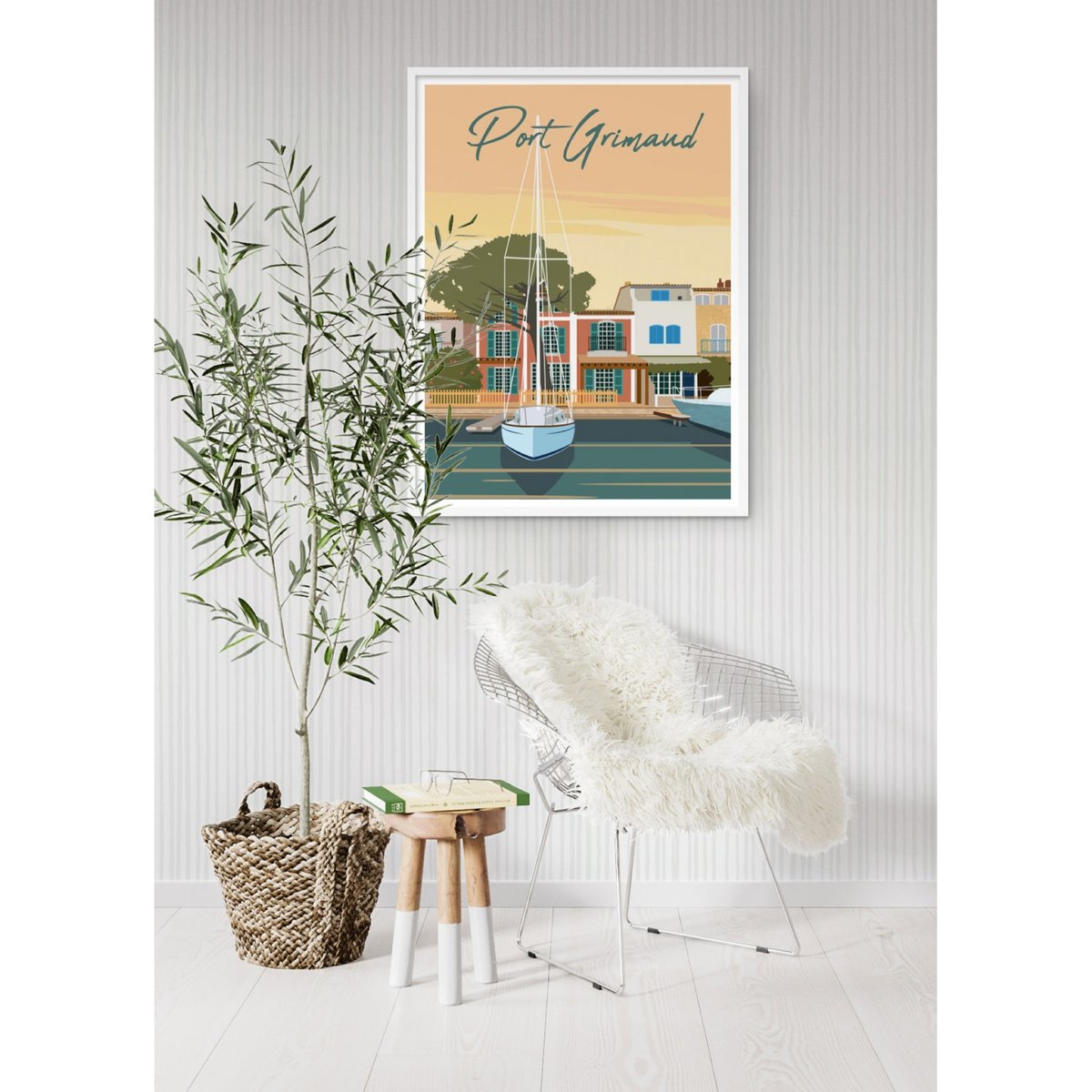 Affiche ville Port Grimaud blanc, L'AFFICHERIE