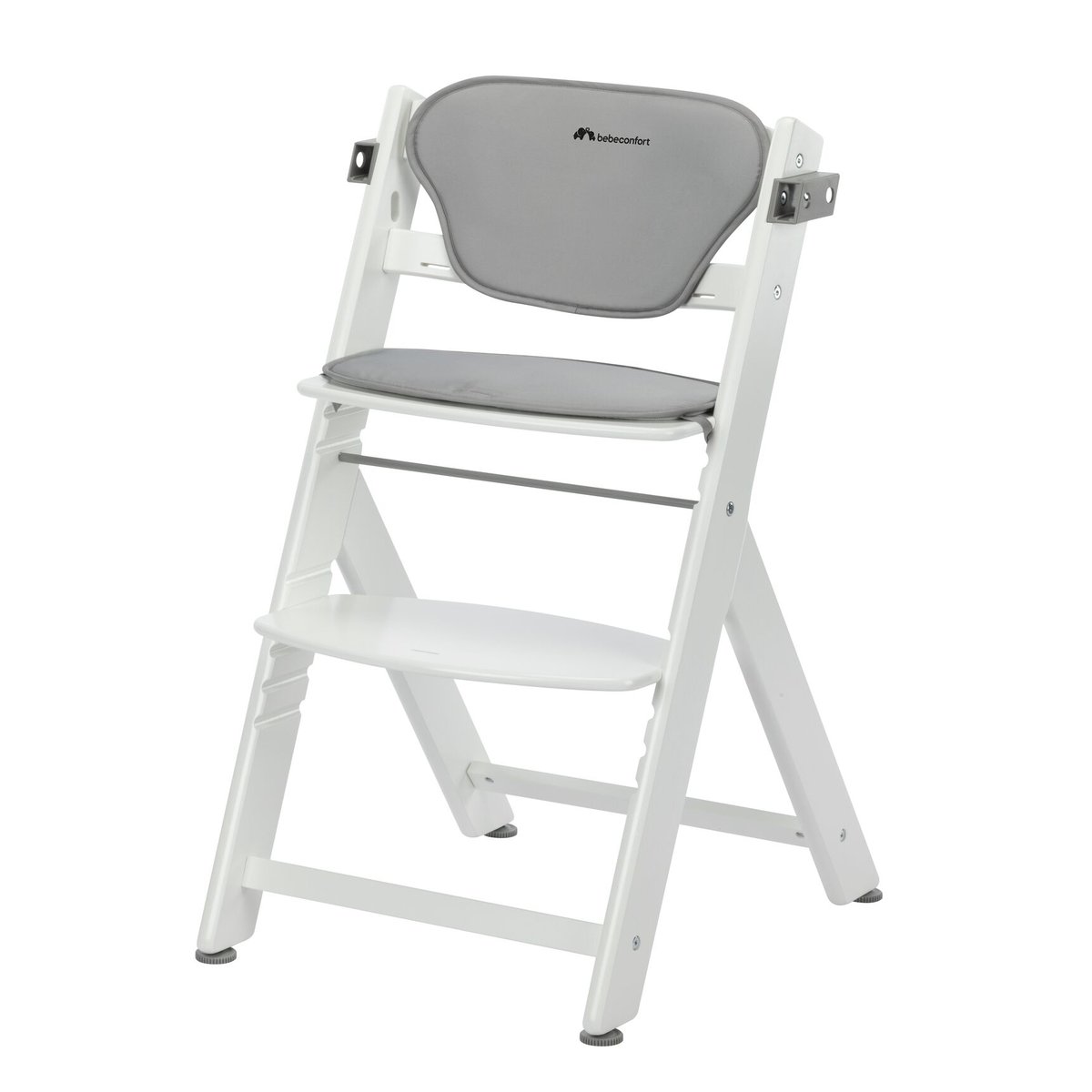 Chaise Haute Bébé En Bois Avec Coussin Timba white, BEBECONFORT