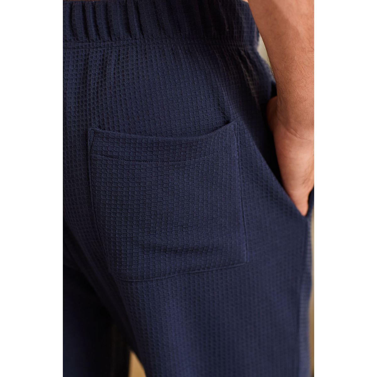 Bas de pyjama gaufré bleu marine, NEXT