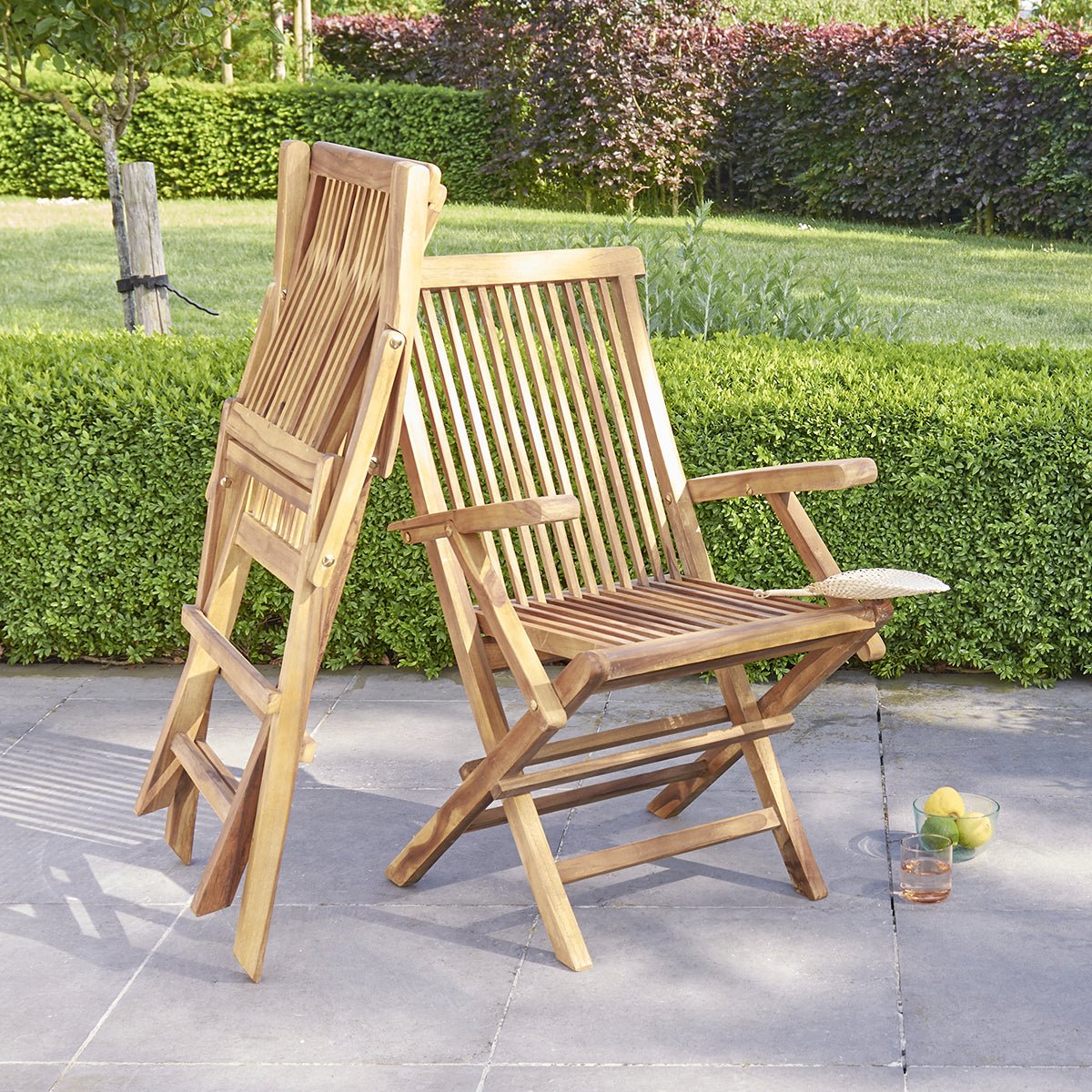 Fauteuil de jardin en teck huilé pliant  BALI marron, BERAH GETAH
