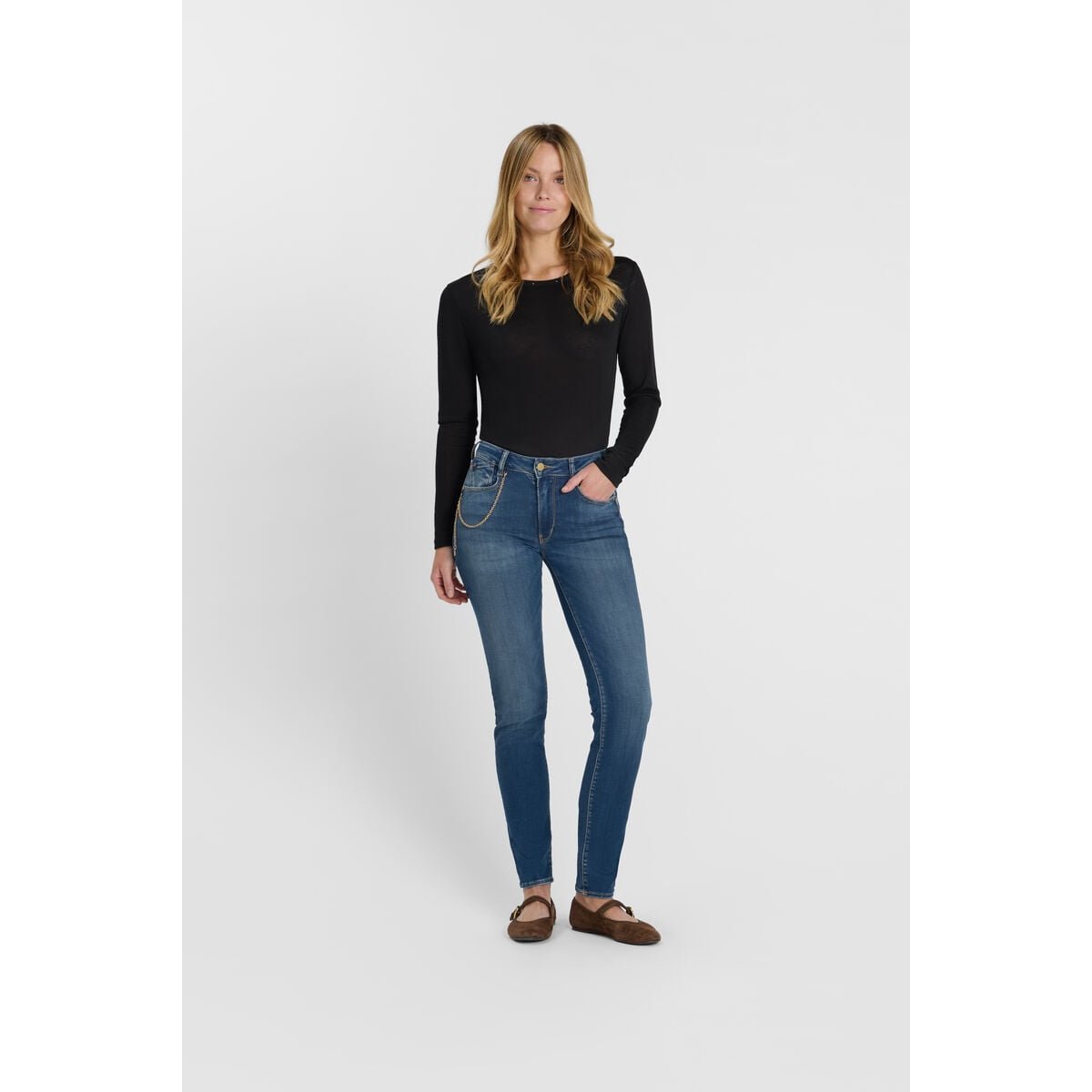 Jeans push-up slim taille haute PULP, longueur 34 blue, LE TEMPS DES CERISES