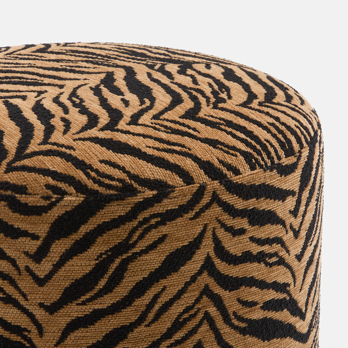 Pouf en tissu texturé, motif tigre, POLINA tigre, LA REDOUTE INTERIEURS