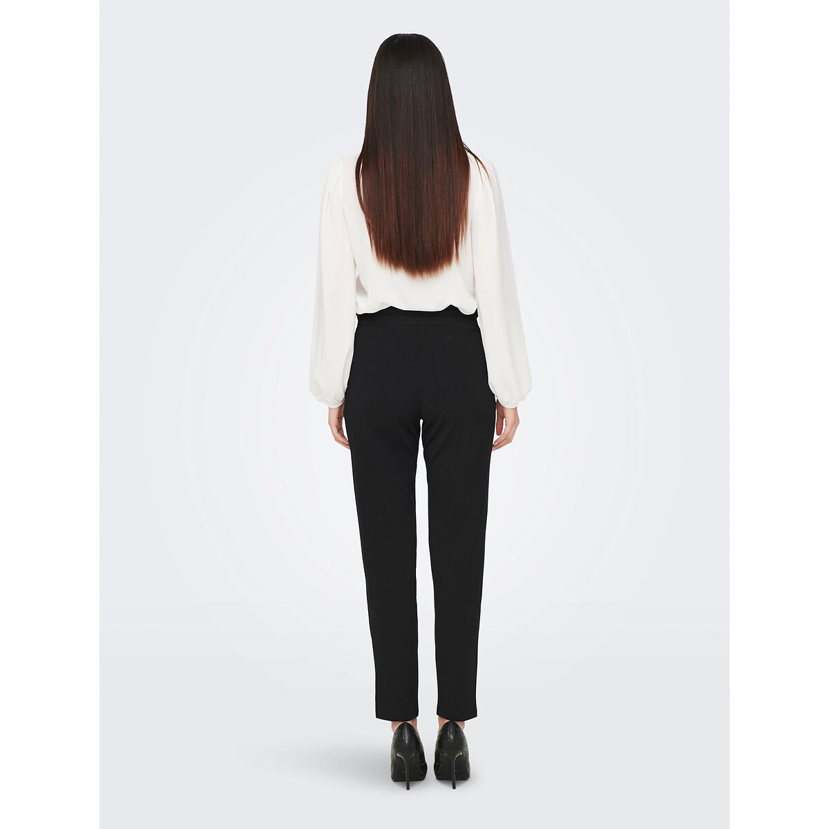 Pantalon slim, volanté taille noir, JDY