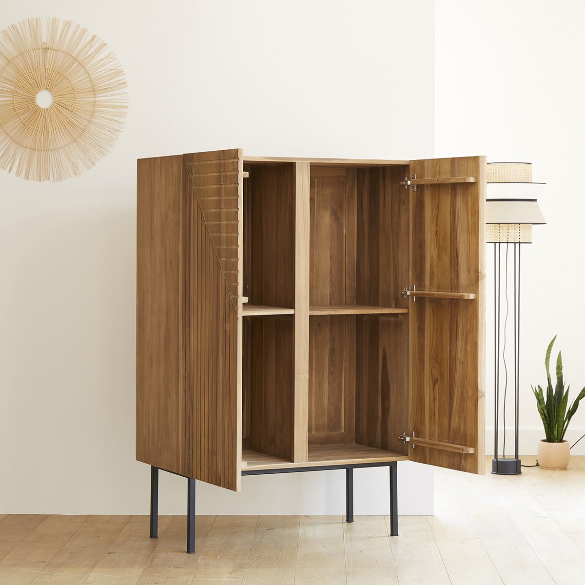 Armoire 2 portes en teck massif PORTLAND naturel, BERAH GETAH