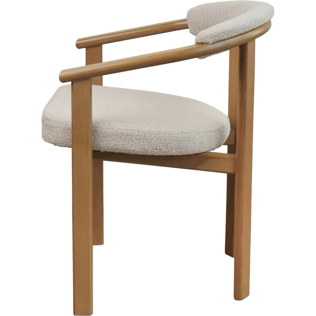 Chaise repas bois et bouclette FINGLY chêne et beige bouclé, RECOLLECTION