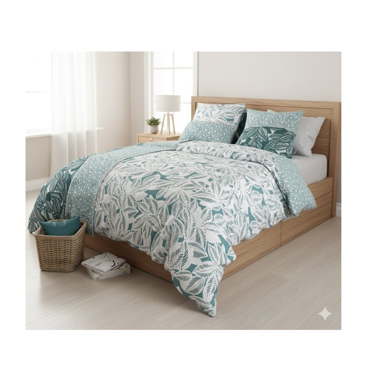 Parure de lit Feuillage lumineux bleu, EDEN