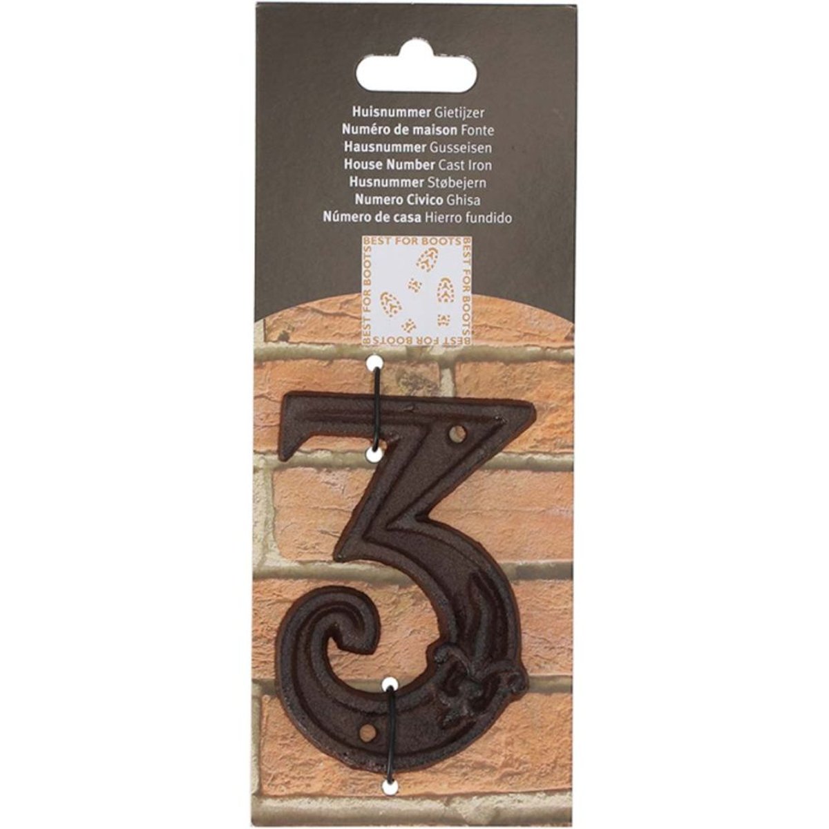 Numéro de maison en fonte Chiffre 3 rouille, BEST FOR BOOTS