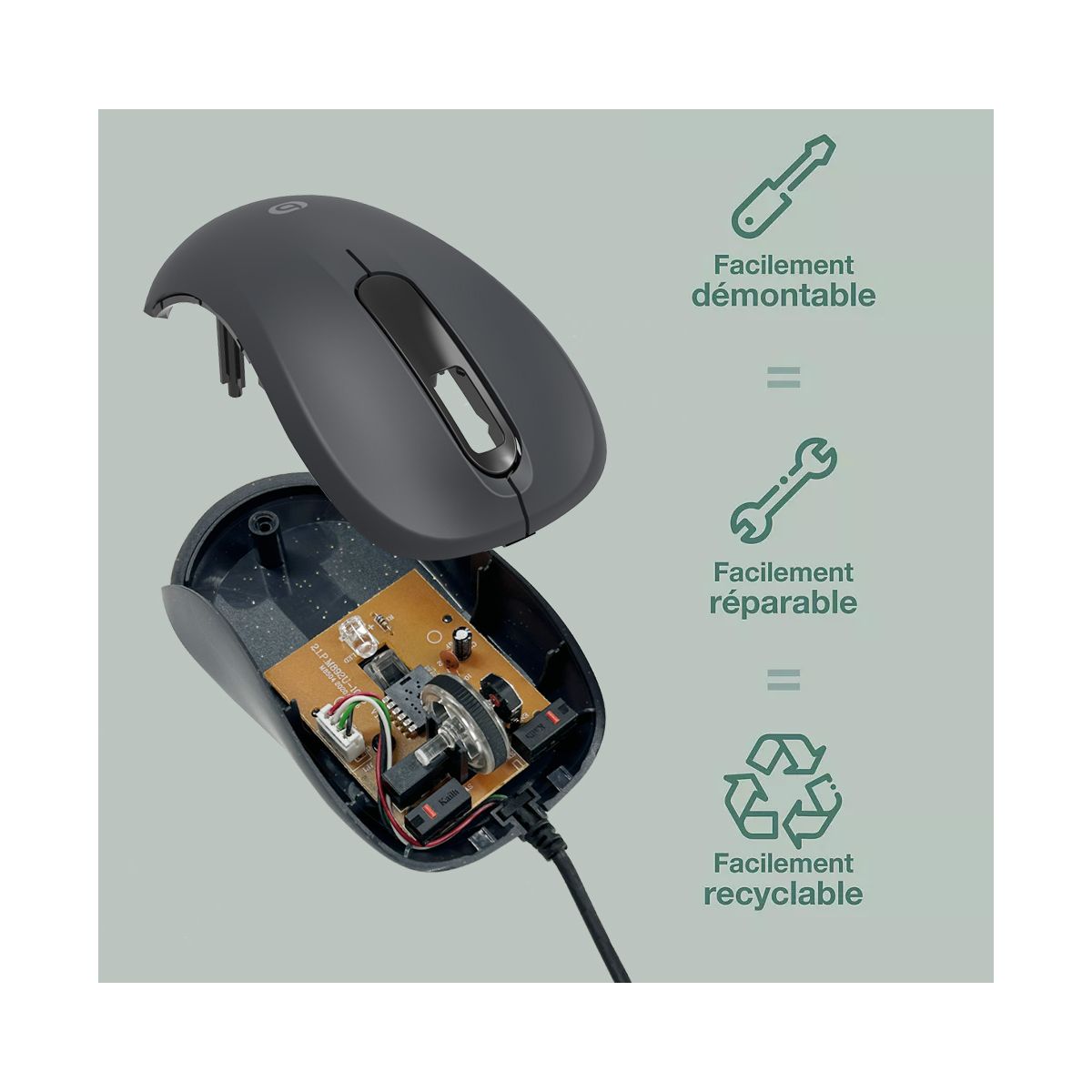 Souris filaire Ecological Noire couleur unique, ESSENTIEL B