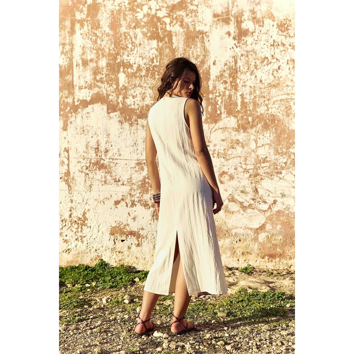 Robe sans manches midi col V, ROSANNA ecru, LA PETITE ETOILE
