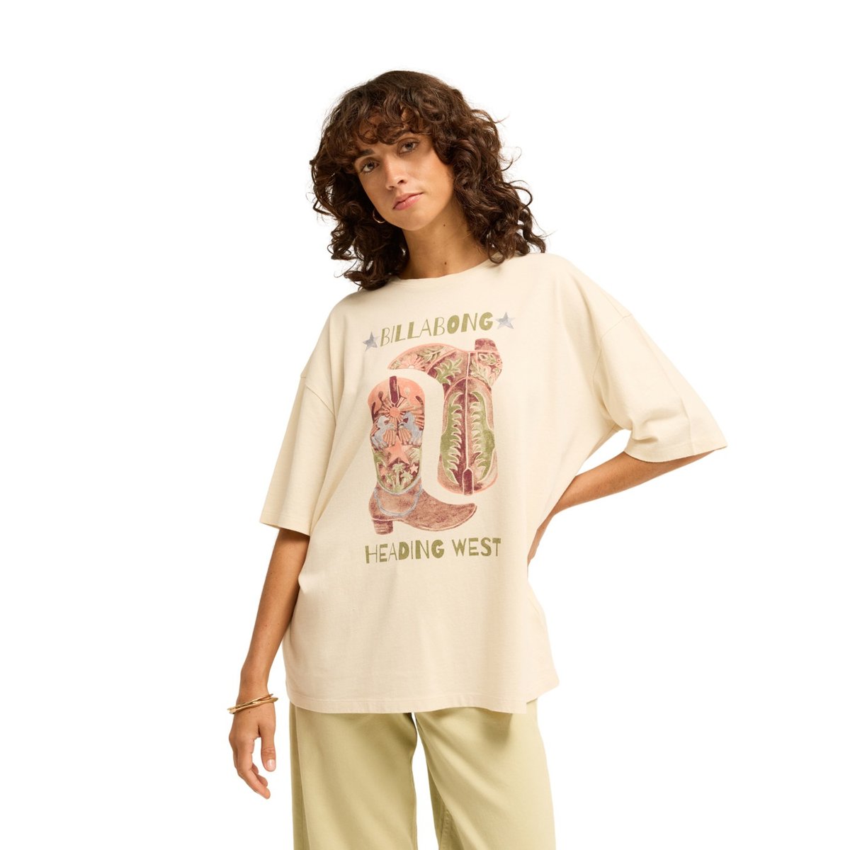 T-shirt oversize READY TO ROAM blanc white cap, BILLABONG