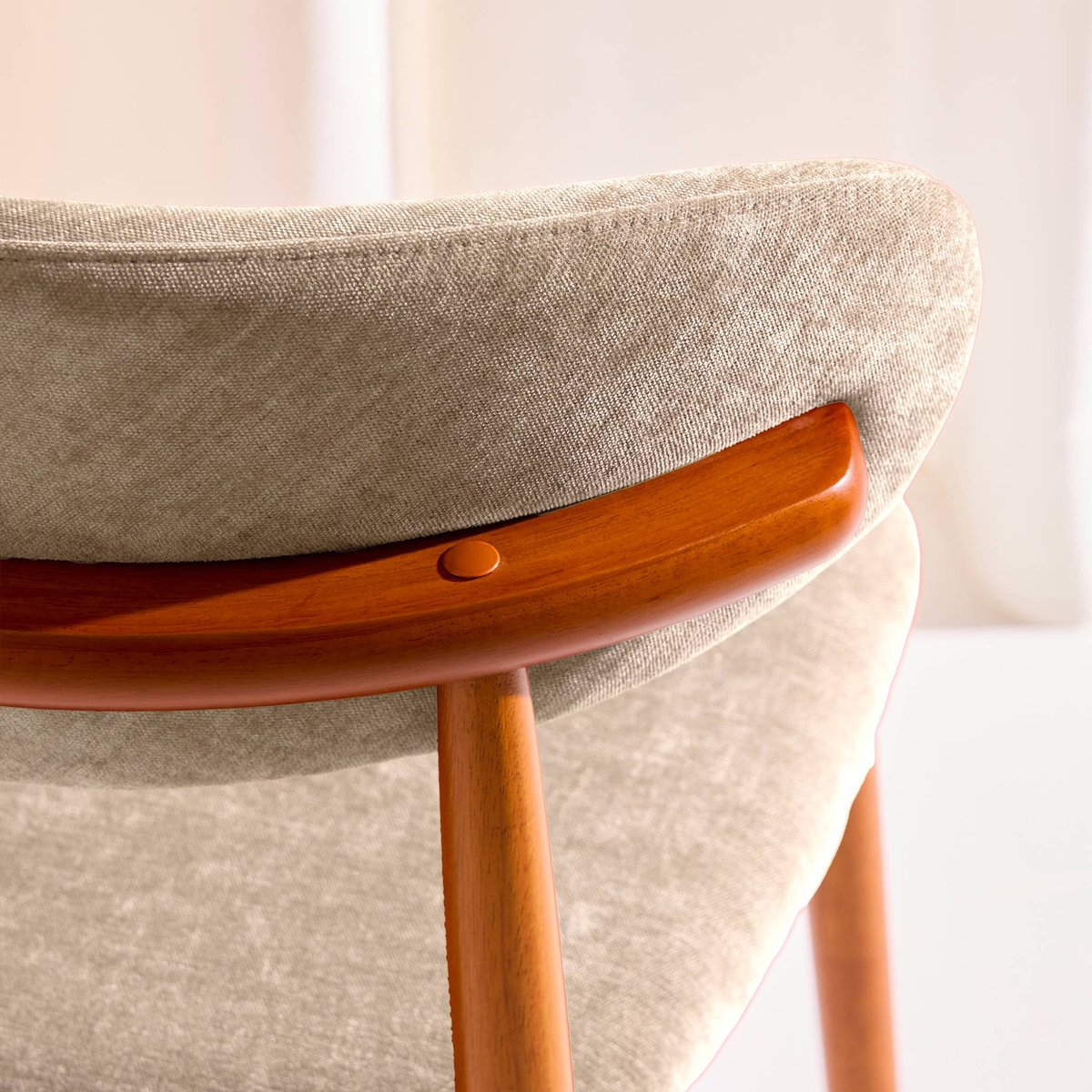 Chaise bois d'hévéa noyer et tissu chenille (lot de 2) PAOLA kaki, SWEEEK