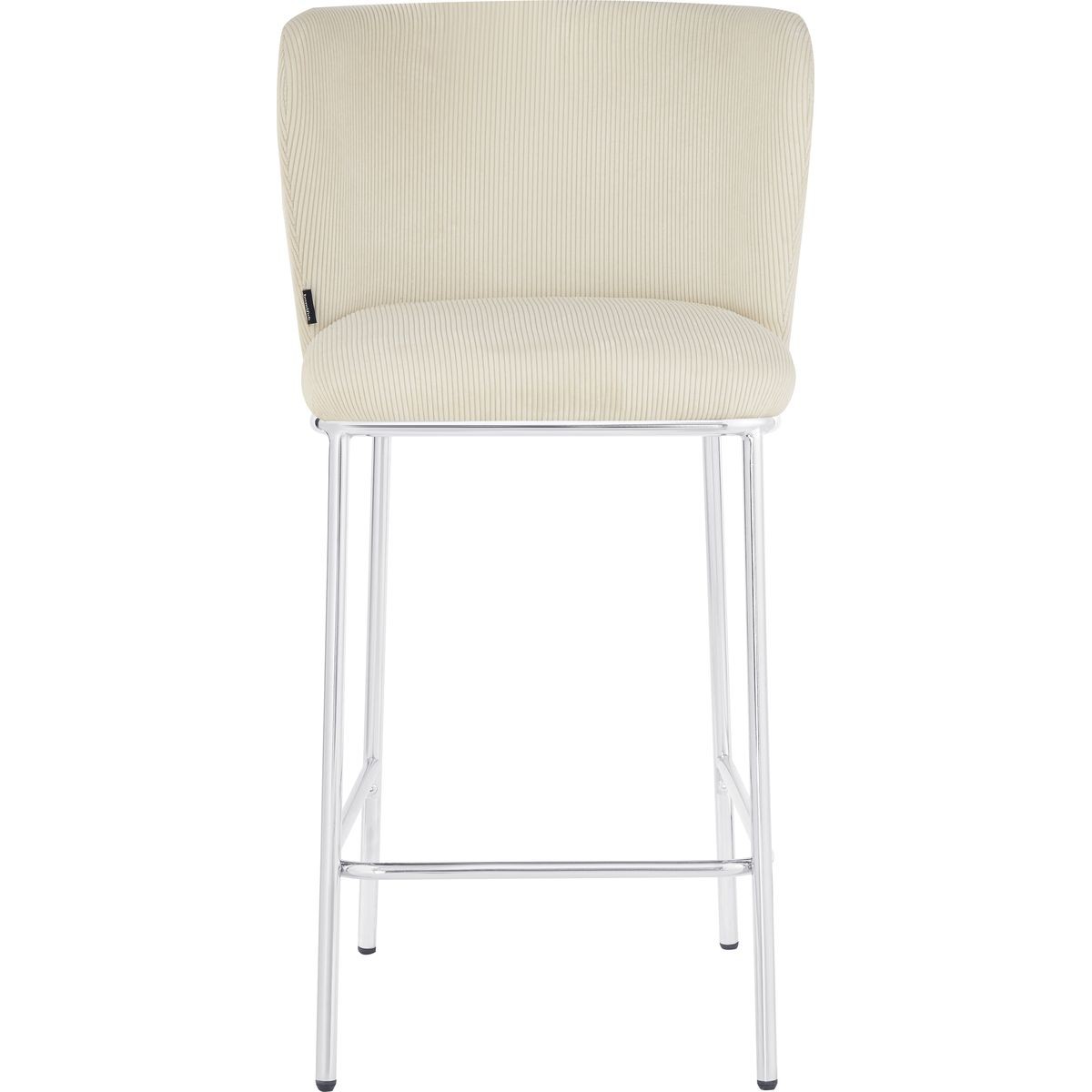 Lot de 2 tabourets de bar en velours côtelé, piètement chromé - TOMA beige, HOMIFAB