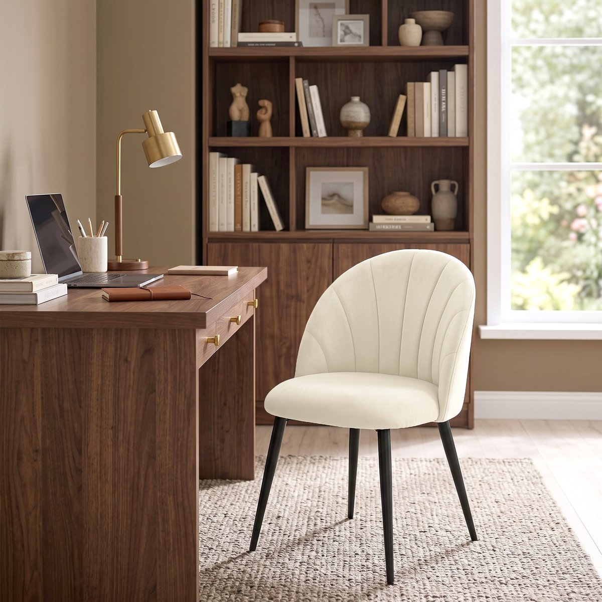 Chaise de salle à manger Velours (100 % crème, HOMCOM