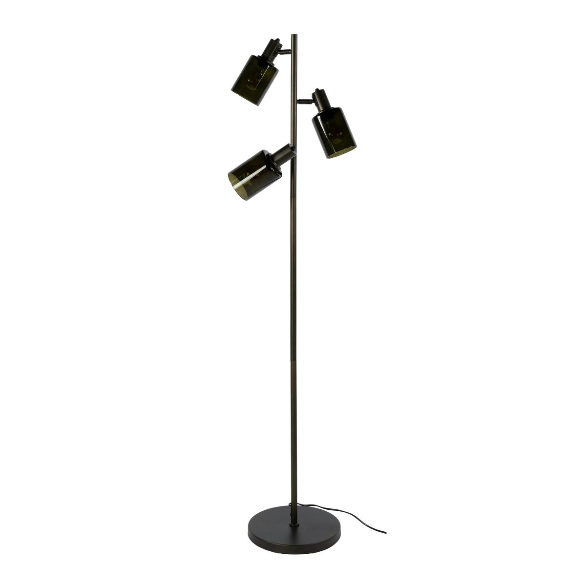 Lampadaire vintage orientable 3 abat-jour verre brun RALF marron, PIER IMPORT
