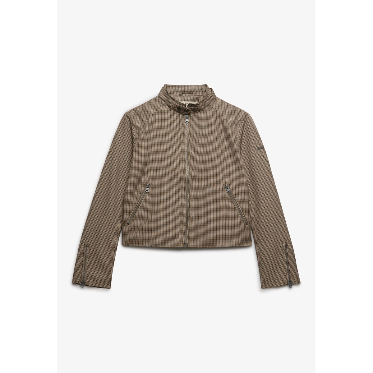 Veste Moto Check pied-de-poule brun micro, SUPERDRY