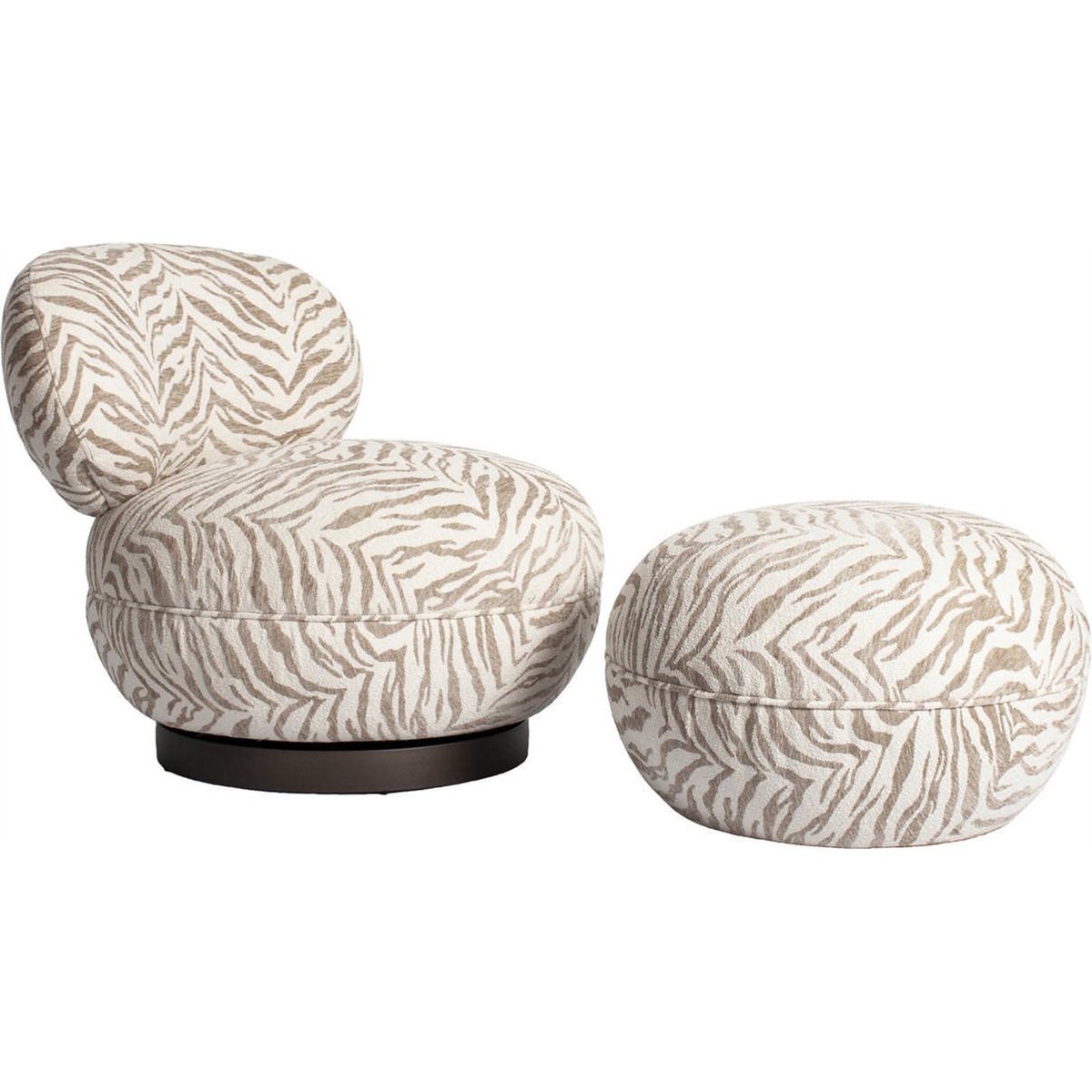 Pouf rond motif tigre beige tigre, RECOLLECTION